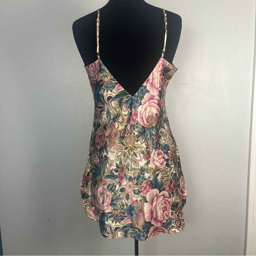 Vtg. Victoria’s Secret Nightie Womens Size large Gold Label Floral Lace Trim - Picture 4 of 6